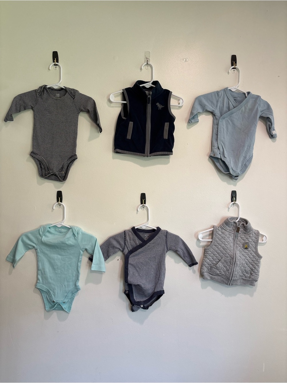 3 month baby boy fall bundle long sleeve vest kimono style onesies grey blue